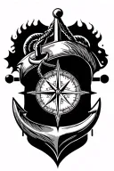 compass and anchor tattoo design idea