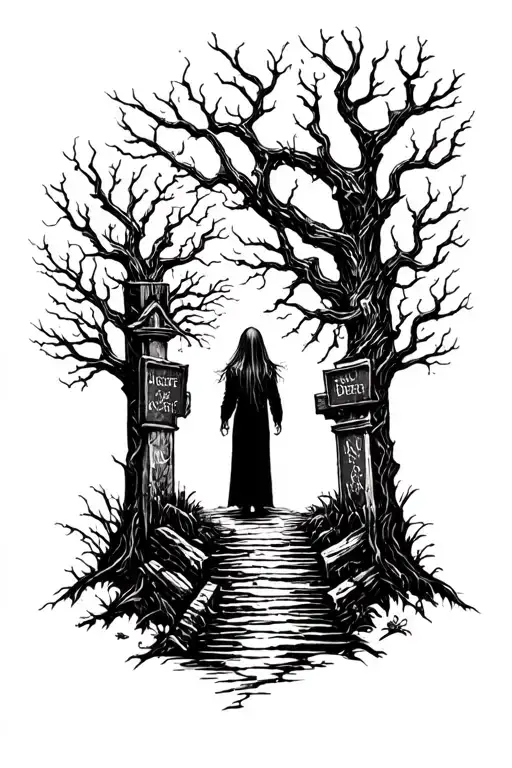 graveyard walk alone tattoo design idea