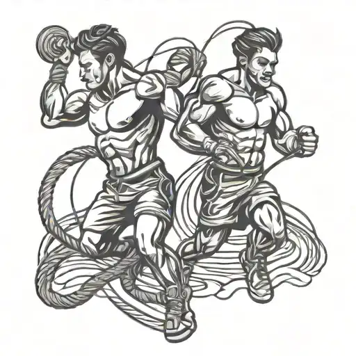 jumping rope and running shows tattoo design idea
