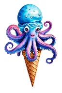 ice cream cone with an octopus  tattoo design idea