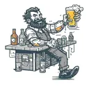 A pixelated Bartender character serving drinks in a gaming-themed bar tattoo design idea