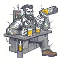 A pixelated Bartender character serving drinks in a gaming-themed bar tattoo design idea