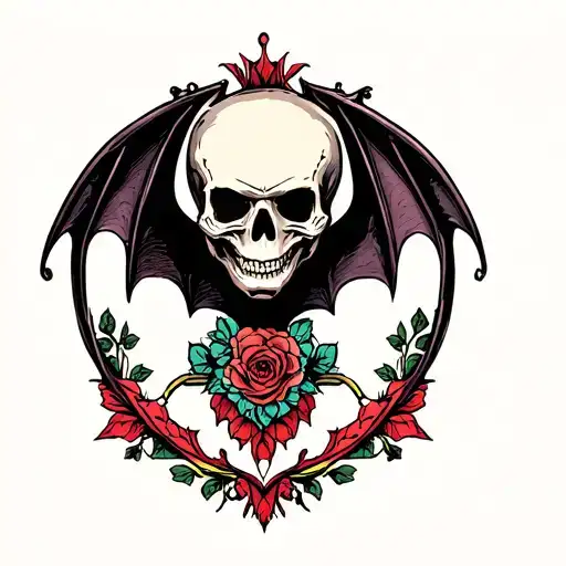 death bat tattoo design idea