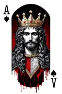 king playing card dimonds with crown and blood dripping tattoo design idea
