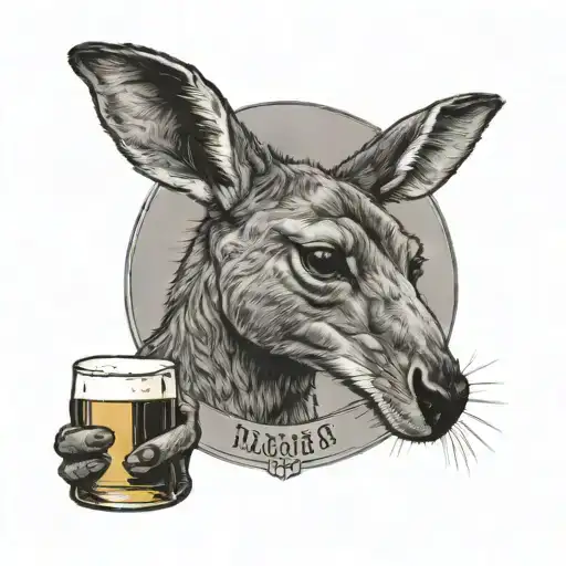 kangaroo drinking beer tattoo design idea