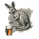kangaroo drinking beer tattoo design idea