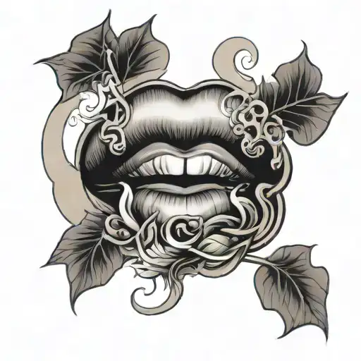 lips and smoke coming tattoo design idea