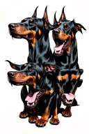 3 headed Doberman Cerberus with dark gothic vicious style tattoo design tattoo design idea