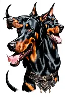 3 headed Doberman Cerberus with dark gothic vicious style tattoo design tattoo design idea