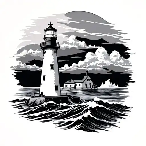 lighthouse guiding tattoo design idea