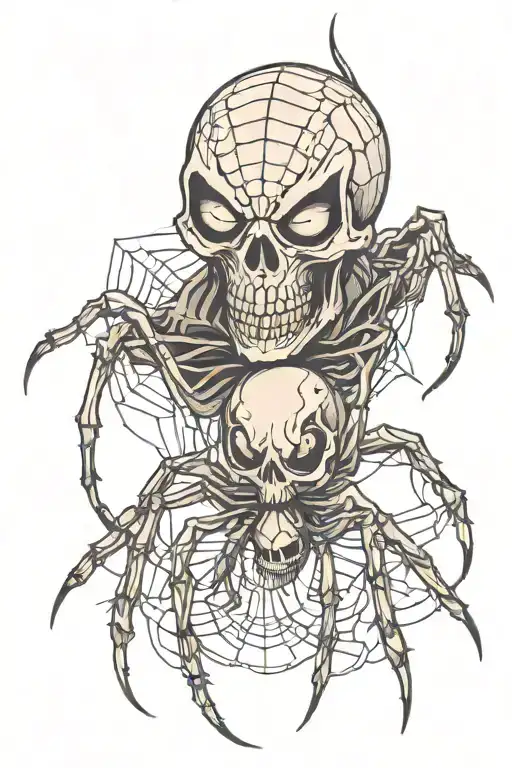 spider wearing skull tattoo design idea