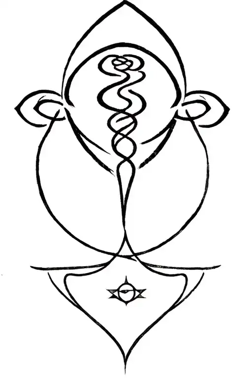 Please create a tattoo of tantric union, kundalini rise with a serpent and spirituality. Use tantric symbols of union. tattoo design idea