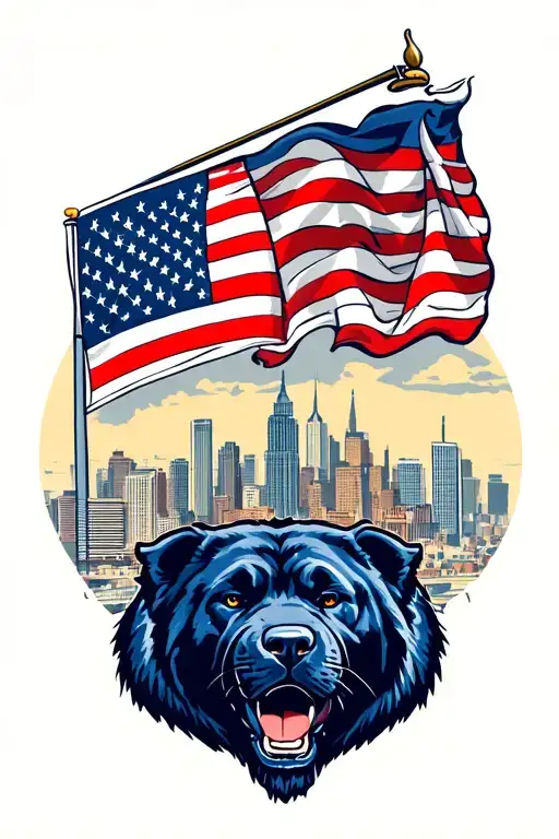 Chicago Bears with the Chicago flag and skyline tattoo design idea