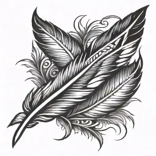 Native American feather  tattoo design idea
