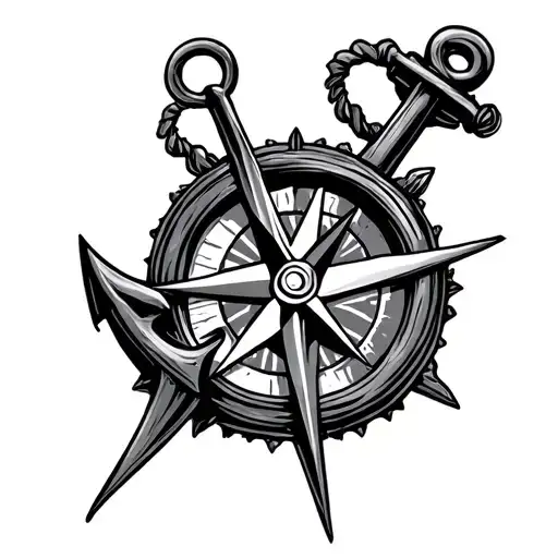 Anchor And Compass tattoo design idea