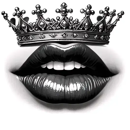 king queen crown kiss lips tattoo design idea