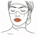 woman with red lipstick and a black blindfold covering her eyes tattoo design idea
