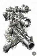 assualt rifle 7 chakras radiating light tattoo design idea