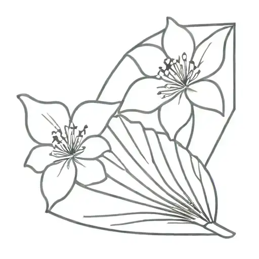 a japanese culture fan which has flowers inside  tattoo design idea
