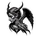 Devil And Angel Neck tattoo design idea