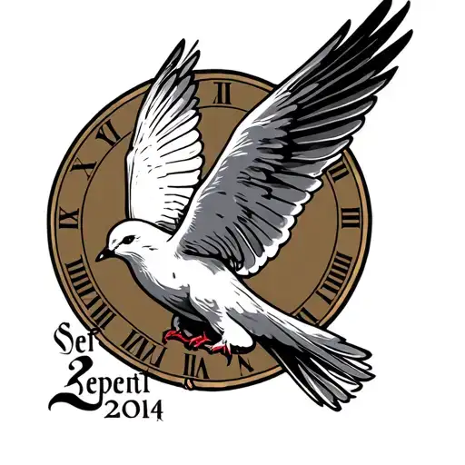 dove with roman numerals of september 2, 2004 tattoo design idea