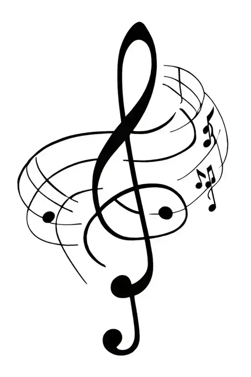 bass clef and notes tattoo design idea