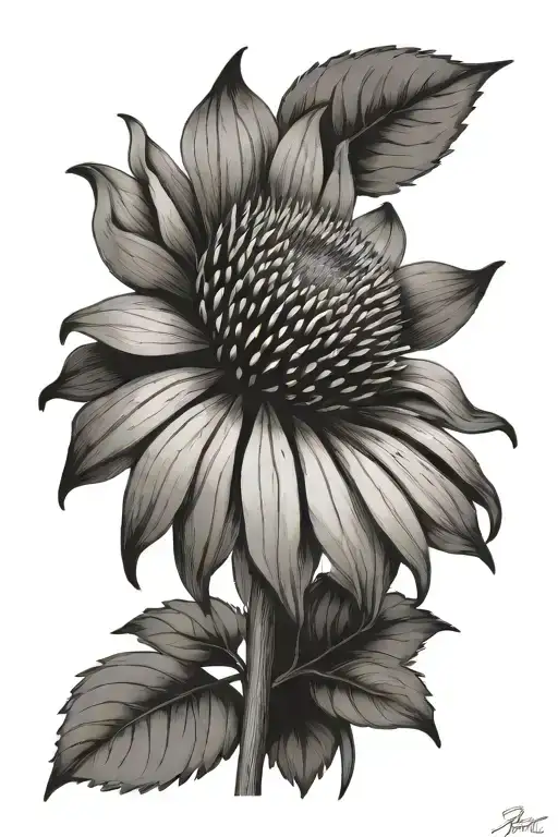 Aster, echinacea flower tattoo design idea