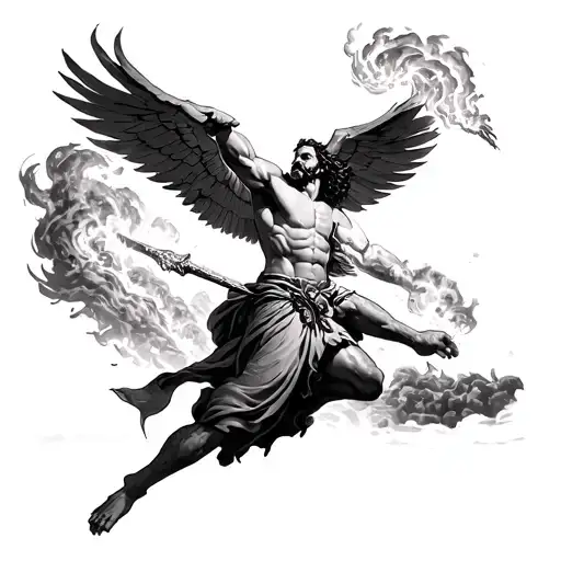 Elijah’s showdown on mount Carmel with fire coming down from heaven fighting againist Baal false god tattoo design idea