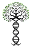 tree of life with human DNA double helix intertwined, make it simple  tattoo design idea