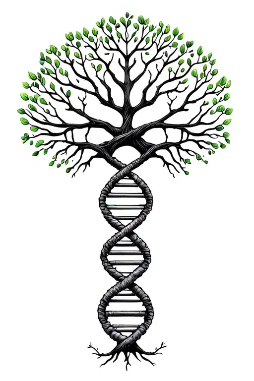 tree of life with human DNA double helix intertwined, make it simple  tattoo design idea