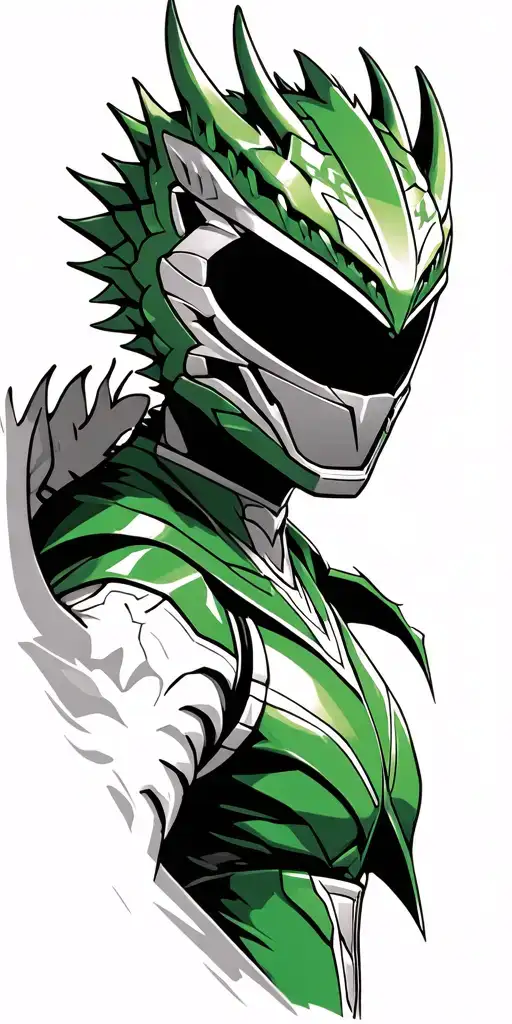 green power ranger, dragon helmet tattoo design idea
