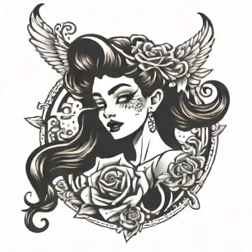 Design a tattoo that contains the word cancan and antonieta along with some symbol of eternal love and happiness tattoo design idea