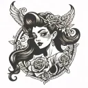 Design a tattoo that contains the word cancan and antonieta along with some symbol of eternal love and happiness tattoo design idea