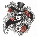 Design a tattoo that contains the word cancan and antonieta along with some symbol of eternal love and happiness tattoo design idea