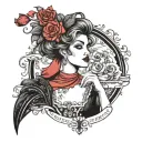 Design a tattoo that contains the word cancan and antonieta along with some symbol of eternal love and happiness tattoo design idea