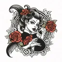 Design a tattoo that contains the word cancan and antonieta along with some symbol of eternal love and happiness tattoo design idea