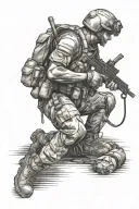 soldier kneeling tattoo design idea