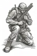 soldier kneeling tattoo design idea