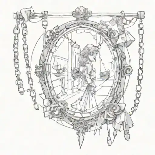 phrase what if in a broken mirror and that the pieces of that mirror are held by chains tattoo design idea