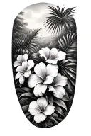 jungle flowers scene tattoo design idea