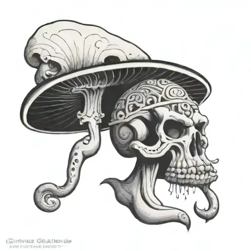 mushroom shaman mesoamerican tattoo design idea