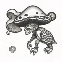 mushroom shaman mesoamerican tattoo design idea