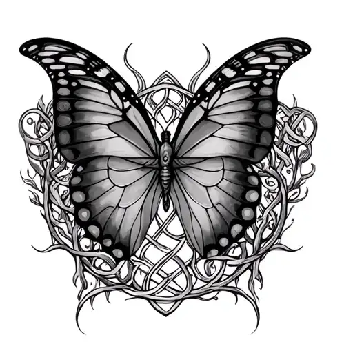 butterfly and Celtic tree of life tattoo design idea