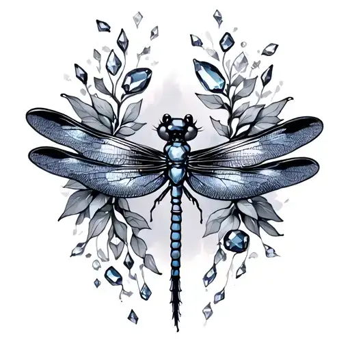 dragonflies and gemstones tattoo design idea