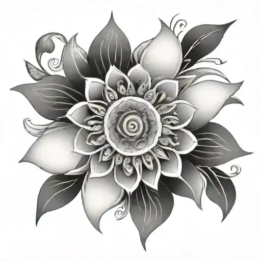 a sun turning into a mandala tattoo design idea