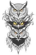 owl and wolf face tattoo design idea