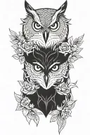 owl and wolf face tattoo design idea