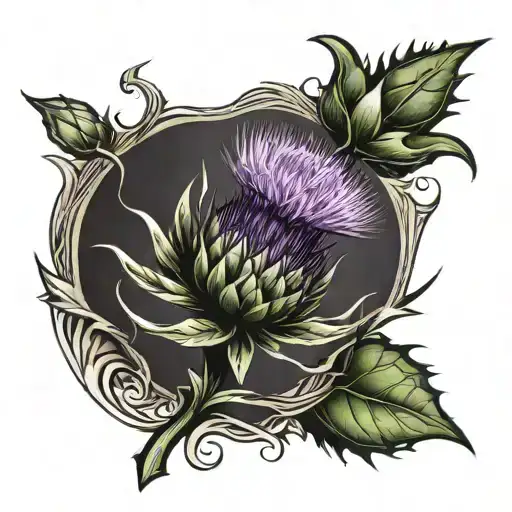 thistle with perspective symbol tattoo design idea