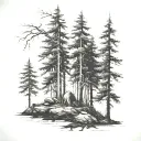 dark forest scene tattoo design idea
