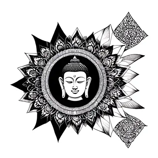lord buddha sharp edges tattoo design idea